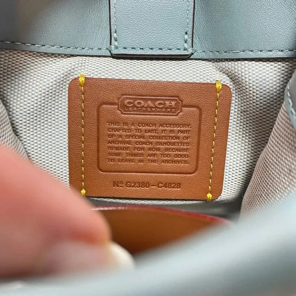 Coach Glove Tanned Leather Mini Cashin Carry Sage Green Tote Bag Purse NWT - Picture 7 of 12